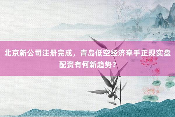 北京新公司注册完成，青岛低空经济牵手正规实盘配资有何新趋势？