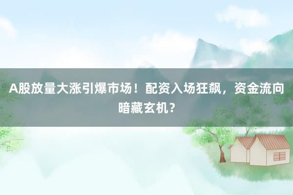 A股放量大涨引爆市场！配资入场狂飙，资金流向暗藏玄机？