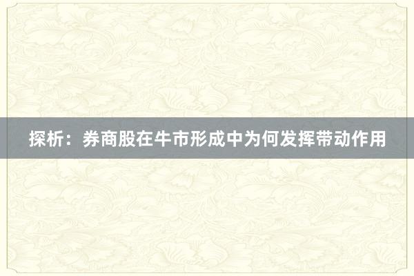 探析：券商股在牛市形成中为何发挥带动作用