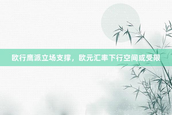 欧行鹰派立场支撑，欧元汇率下行空间或受限
