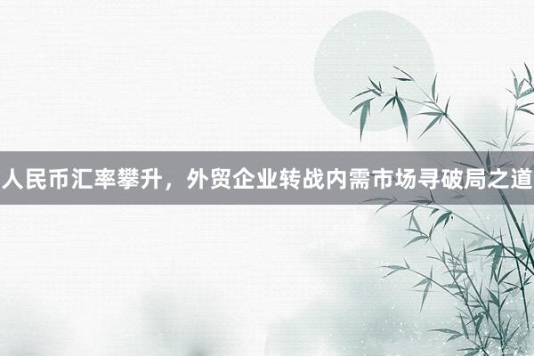 人民币汇率攀升，外贸企业转战内需市场寻破局之道