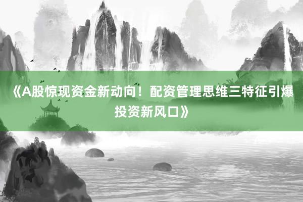 《A股惊现资金新动向！配资管理思维三特征引爆投资新风口》