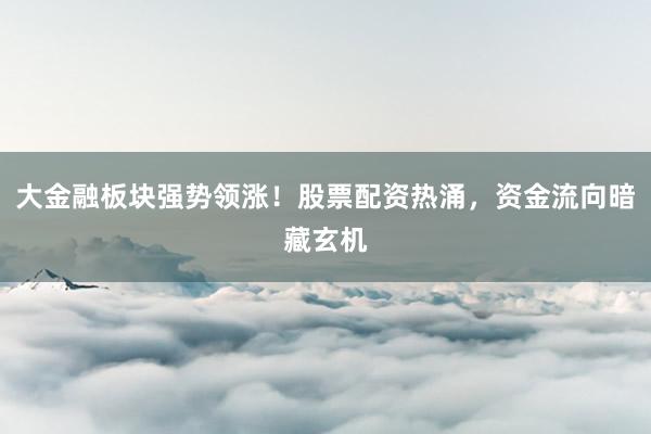 大金融板块强势领涨！股票配资热涌，资金流向暗藏玄机