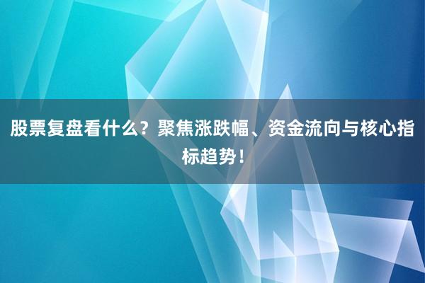 股票复盘看什么？聚焦涨跌幅、资金流向与核心指标趋势！