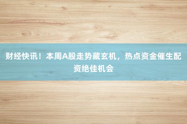 财经快讯！本周A股走势藏玄机，热点资金催生配资绝佳机会