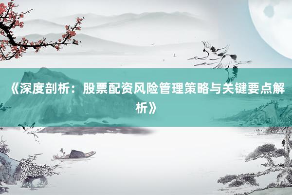 《深度剖析：股票配资风险管理策略与关键要点解析》